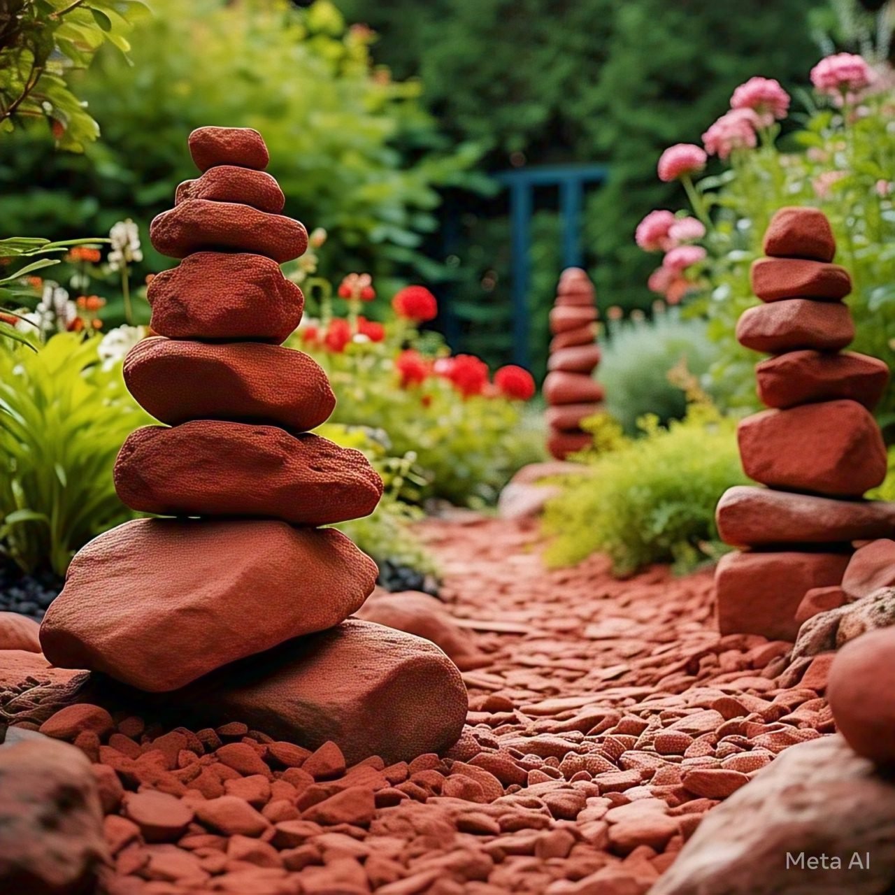 red landscape rocks for garden landscaping